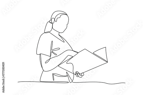 Simple continuous line of a hospital activity. Simple line, creativity, vector.