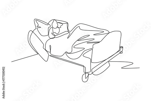 Simple continuous line of a hospital activity. Simple line, creativity, vector.