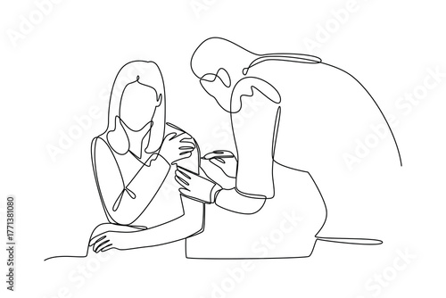 Simple continuous line of a hospital activity. Simple line, creativity, vector.