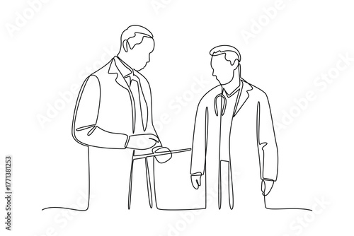 Simple continuous line of a hospital activity. Simple line, creativity, vector.