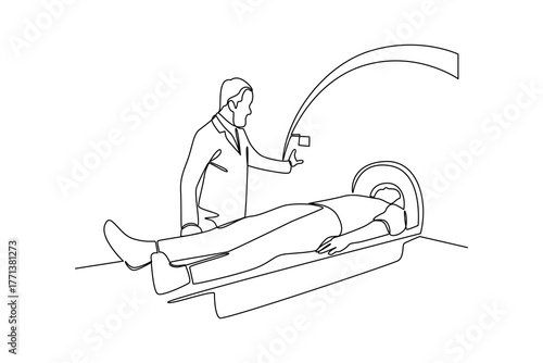 Simple continuous line of a hospital activity. Simple line, creativity, vector.
