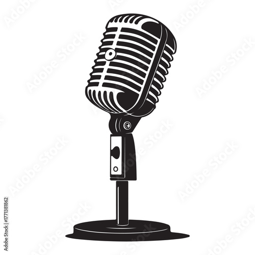 Retro vintage microphone isolated on white background