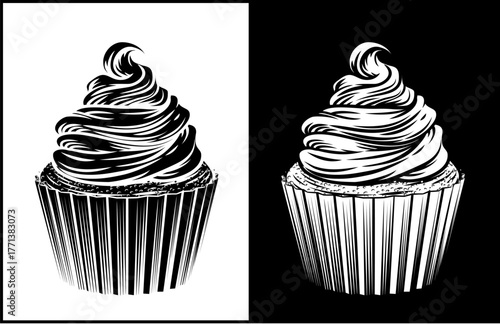A hand drawn woodcut style ...