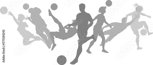 Soccer football player male and female silhouette outlines men and women group