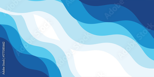 Seamless sea waves layered vector background. Soft Blue ocean waves. Water wave pattern design.