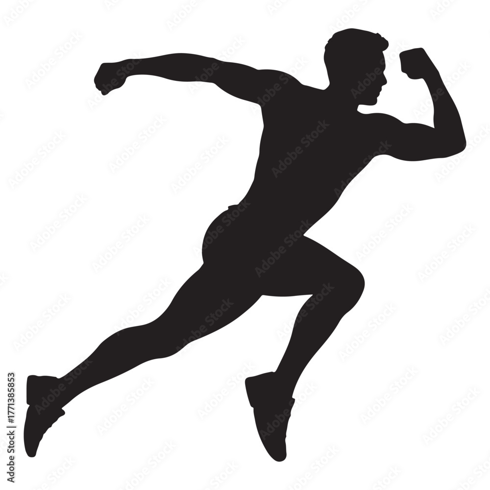 Obraz premium Silhouette of Muscular Man in Yoga Pose