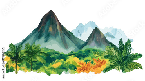Andes Mountains. Andes Mountains hand drawn watercolor illustration