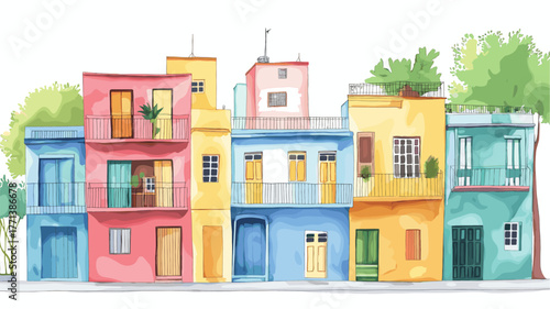 La Boca and Caminito. La Boca and Caminito hand drawn watercolor illustration