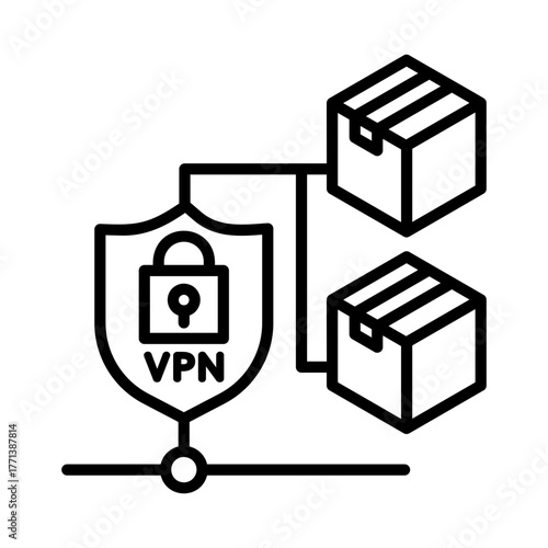 VPN encapsulation icon. Information is separated into packets for protection.