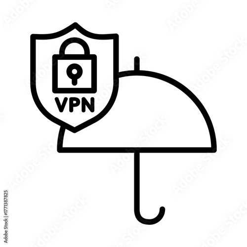 VPN and umbrella icon. Comprehensive information protection.