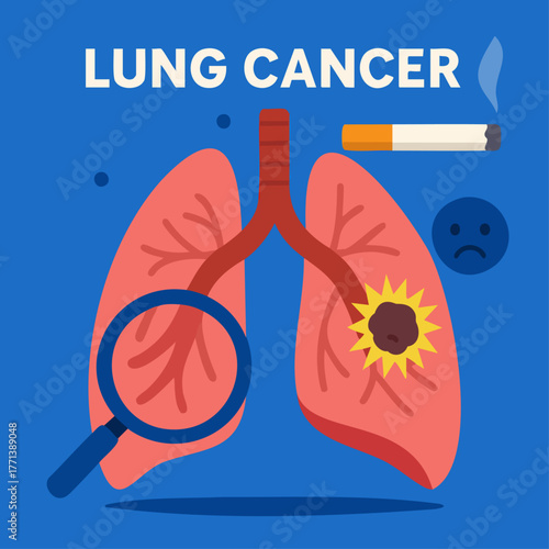 Lung cancer awareness, diagnosis and smoking risk vector illustration 16