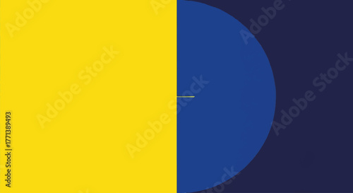 Separation of light and darkness concept. Minimalist abstract vector illustration of creation. Geometric design with yellow and blue colors