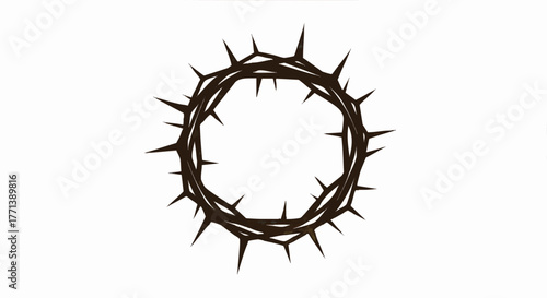 Stylized Crown of Thorns vector illustration. A simple Christian symbol of sacrifice and faith. Minimalist religious icon for Easter and Good Friday