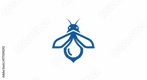 Blue Bee Logo Design Abstract Insect Symbol.