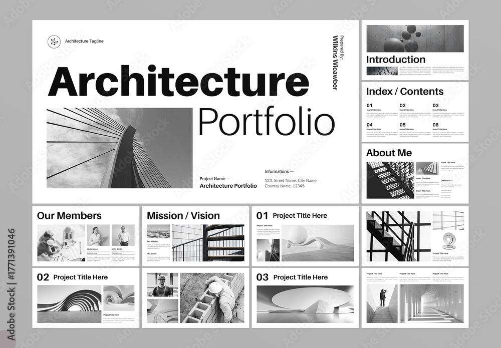 Architecture Portfolio Presentation Layout Stock Template | Adobe Stock