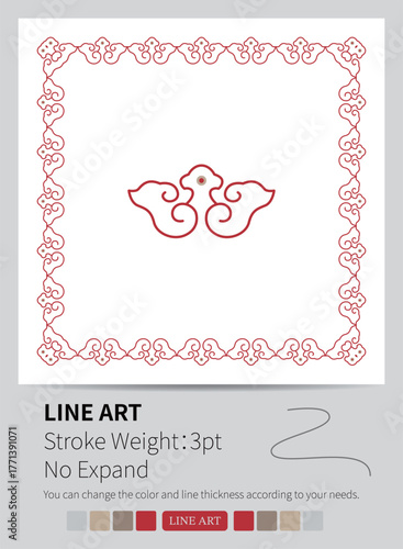 An elegant traditional oriental cloud pattern forms a framed black and white design.