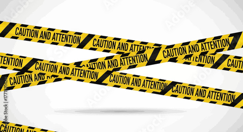 Warning Tape Illustrative Representation of Hazard and Caution with Diagonal Yellow Stripes
