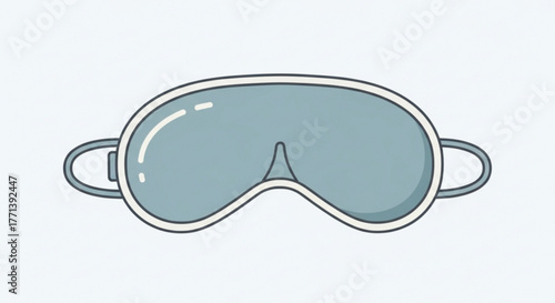 Illustration of a blue sleep mask with a white outline, designed to block light for restful sleep