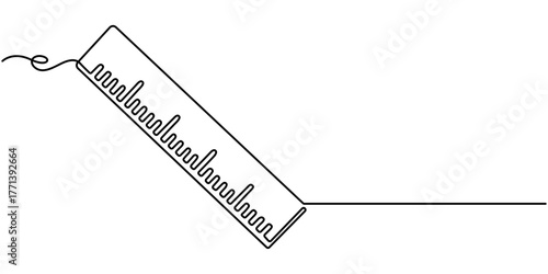 ruler continuous one line drawing, Line drawing ruler  minimalist outline vector illustration. 