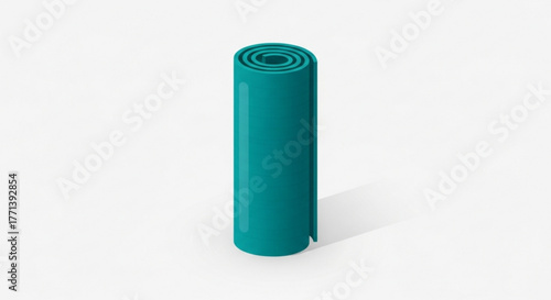 Rolled up yoga mat is a symbol of fitness, exercise, and healthy lifestyle for gym and home workout