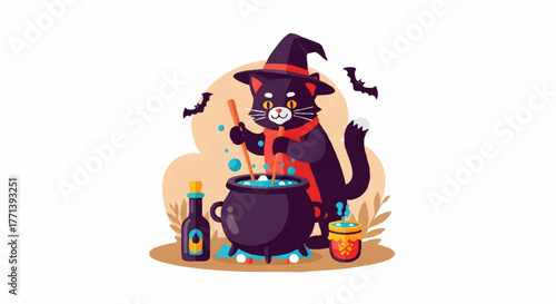 Black Cat Brewing Potions on Halloween