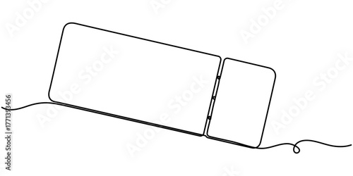 Continuous one line drawing ticket. Vintage ticket isolated on white background, outline vector illustration. 