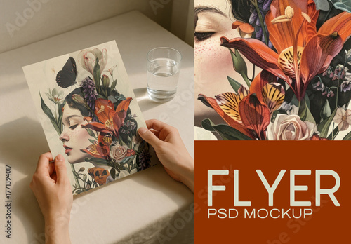 Elegant Floral Flyer Mockup Psd