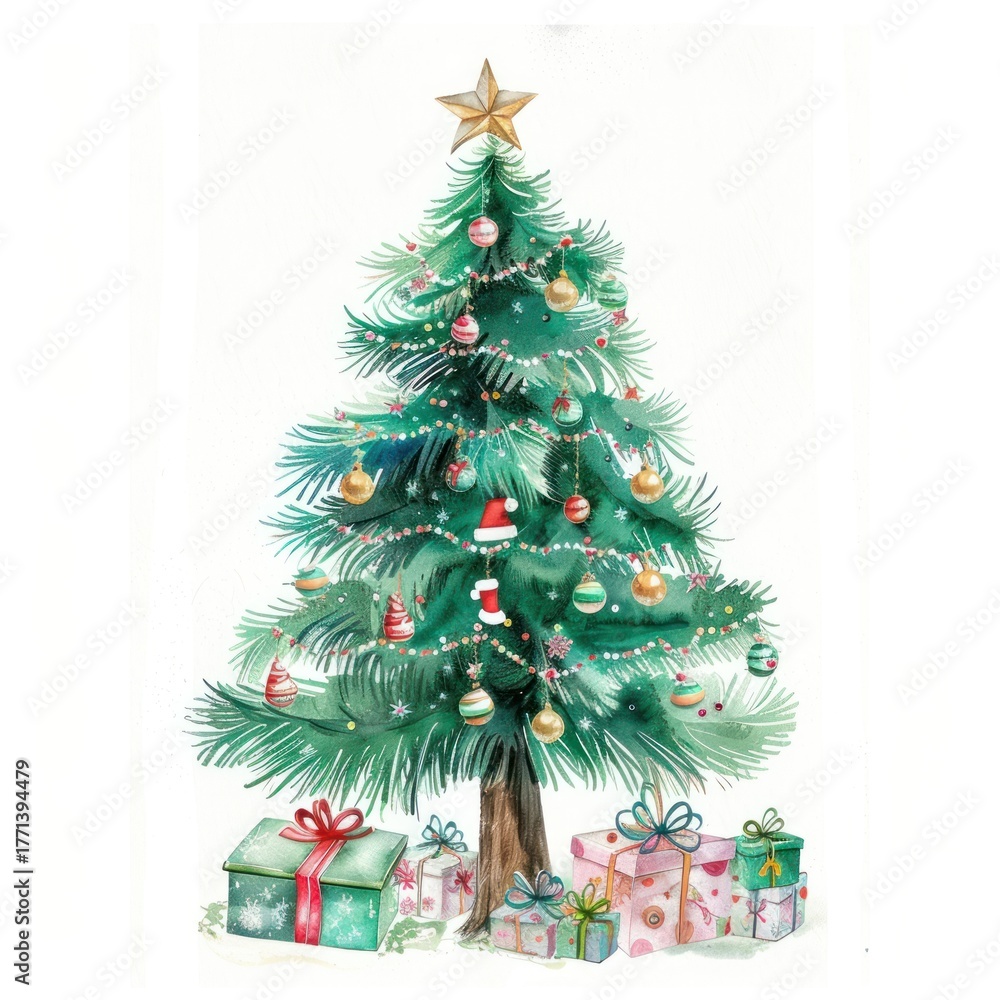 Fototapeta premium Christmas Tree christmas tree illustration.