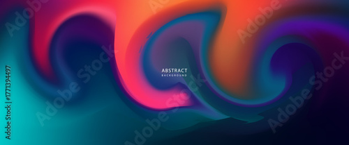 Vibrant abstract gradient background featuring smooth, wave-like color transitions between cyan, pink, orange, and deep blue tones. Modern and futuristic