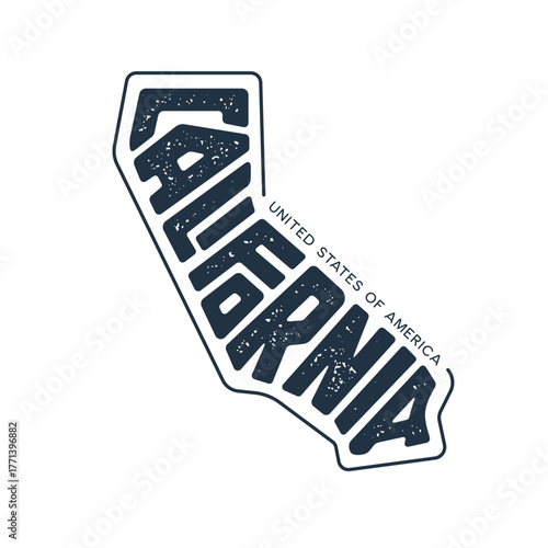 California. Hand drawn USA state name silhouette on white background. Modern typography for t shirt prints, posters, stickers, cards, souvenirs. Vector vintage illustration.