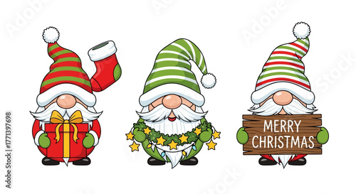 Adorable Christmas Gnomes Festive Illustrations for Holiday Greetings and Decorations