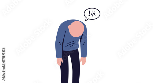 Illustration of a person with a speech bubble showing distress and emotional exhaustion