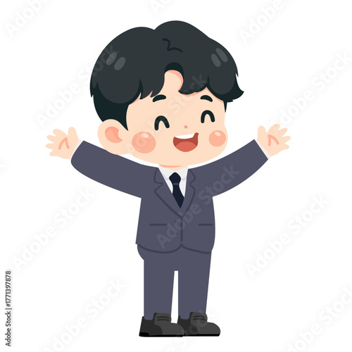 Illustration of Happy Boy in Suit