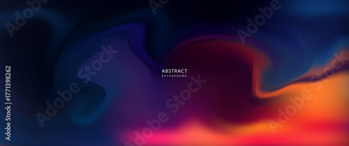 Abstract Gradient Fluid Background in Navy, Purple, and Orange.vector illustration eps10