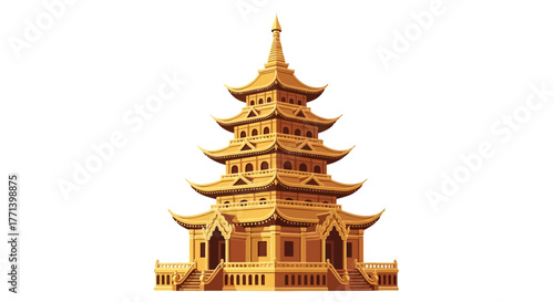 Intricate Golden Pagoda Symbol of Serenity, Architectural Marvel, and Cultural Landmark