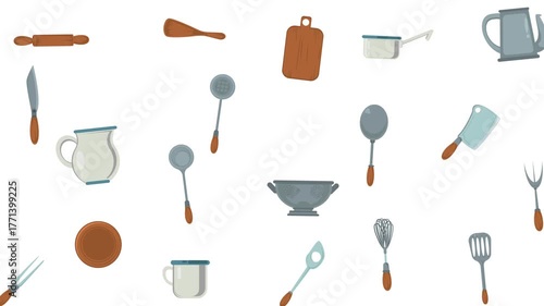 Kitchen Utensils Background Looping Animation