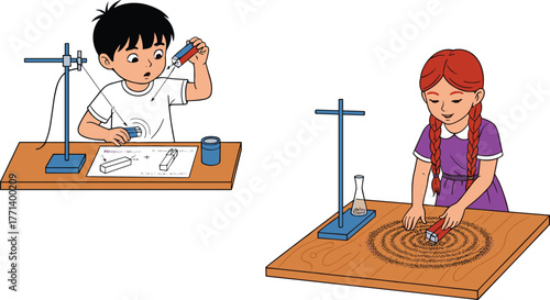 students, learning, stem, discovery, laboratory, science experiment, magnetic field, electric current, school project, physics class, stem education, classroo