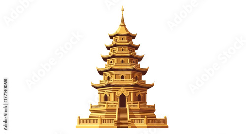 Golden Asian Pagoda Architectural Marvel of Cultural Significance and Spiritual Beauty
