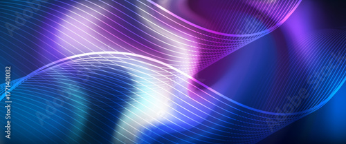 Neon glowing techno lines, hi-tech futuristic abstract background template with square shapes.vector illustration eps10