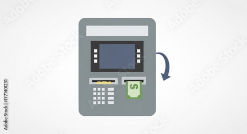 Atm machine cash withdrawal financial transaction bank service automated teller machine banking vector graphic