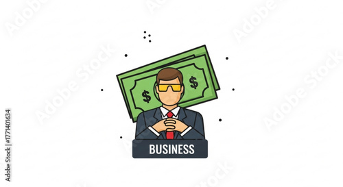Business man with money vector illustration for financial success and investment opportunities design