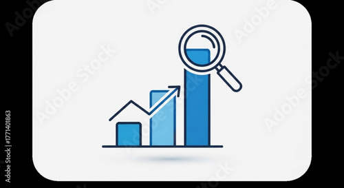 Growth analysis chart with magnifying glass for business and financial data analysis and market research