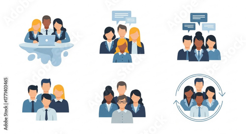 Diverse team collaboration and communication for business success and teamwork achievement concept