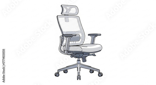 Ergonomic office chair with headrest adjustable armrests and lumbar support for posture and comfort at work
