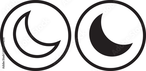 Sun and moon icons set. dark and light mode icons. Screen brightness and contrast level signs. Sun and moon icon vector day and night icon set. dark and light mode icons