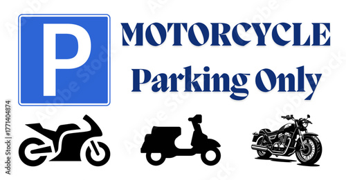 motorcycle parking sign, motor parking sign, bikes parking sign