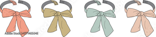 Four Delicate Bows Pastel Shades for Elegant Design and Artistic Flair, Perfect for Aesthetics