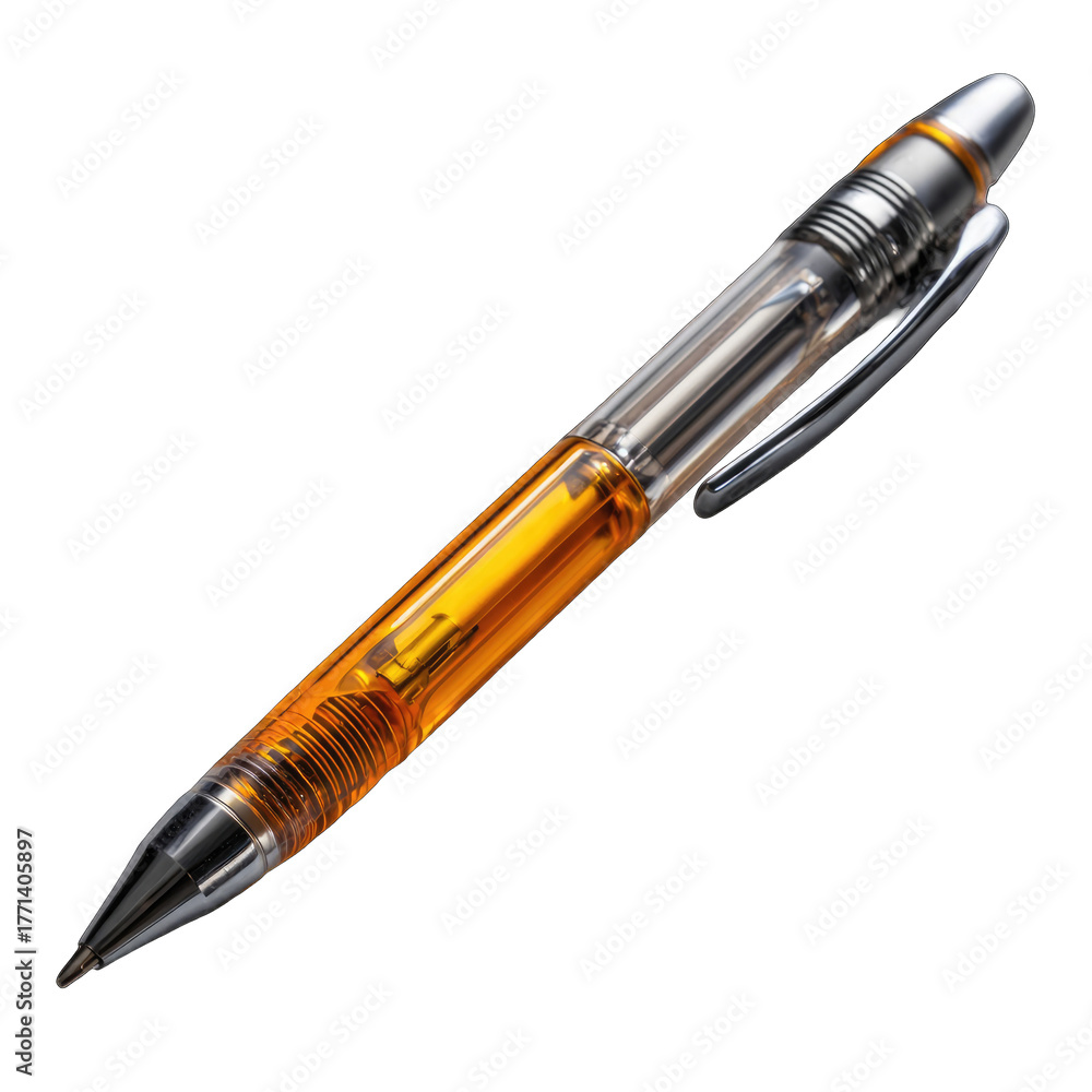 Naklejka premium Orange tinted transparent mechanical pencil on black