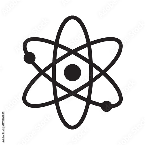 Silhouette Atom icon science physics chemistry symbol Vector Illustration
