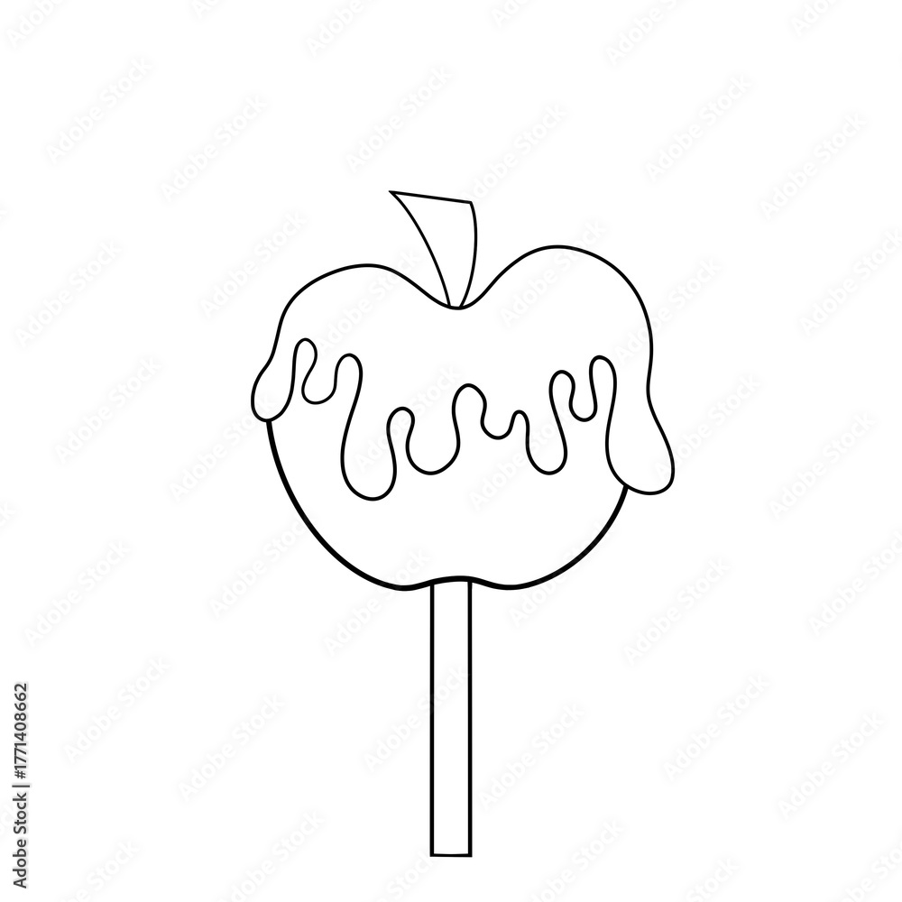 Obraz premium Toffee apple clip art black and white hand drawn